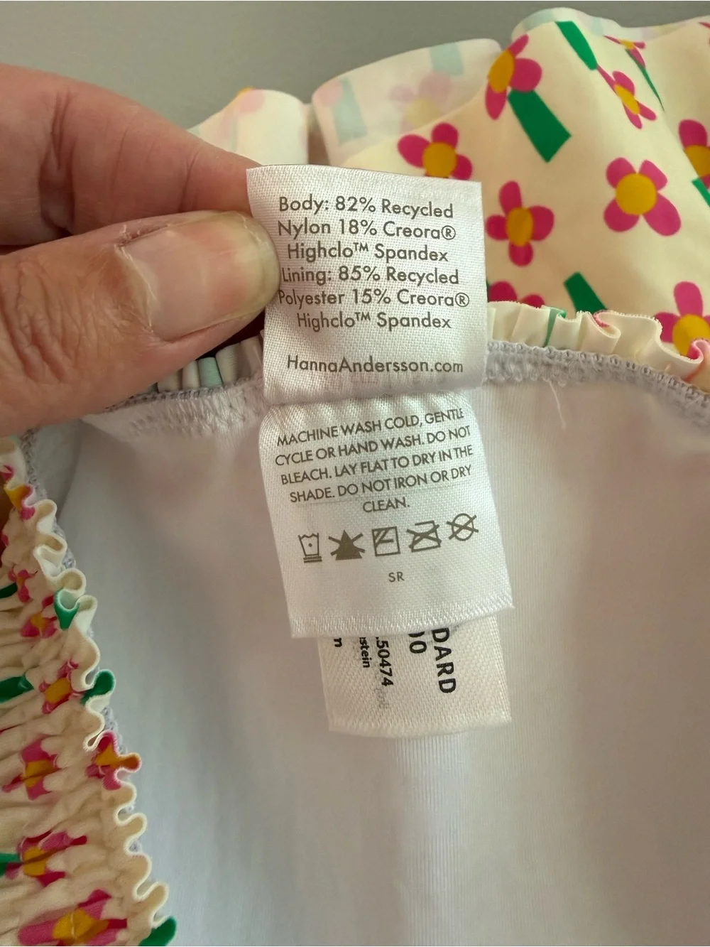 Hanna Andersson Smocked Mixie Pink Floral Swimsuit Top Only Sz 10 140cm - New